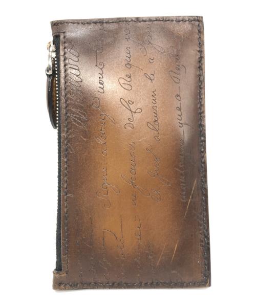 Berluti（ベルルッティ）Berluti (ベルルッティ) カリグラフィ レザー ラウンドジップウォレット ブラウンの古着・服飾アイテム