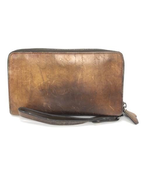 Berluti（ベルルッティ）Berluti (ベルルッティ) コアマキシカリグラフィ ジップ付きカードケース ブラウンの古着・服飾アイテム