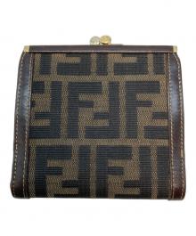 FENDI（フェンディ）の古着「ズッカ柄 がま口コンパクトウォレット」｜ベージュ