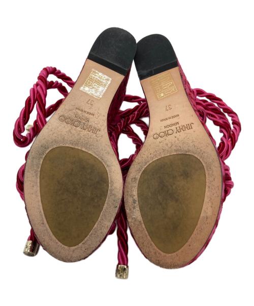 JIMMY CHOO（ジミーチュウ）JIMMY CHOO (ジミーチュウ) ロープウェッジサンダル ピンク サイズ:37の古着・服飾アイテム