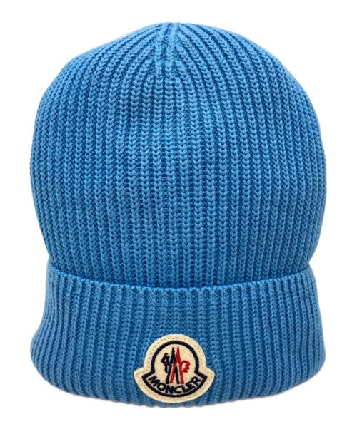 MONCLER（モンクレール）MONCLER (モンクレール) ロゴワッペン付きニットキャップ スカイブルーの古着・服飾アイテム