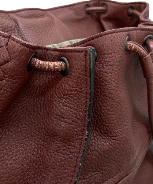 BOTTEGA VENETA（ボッテガベネタ）BOTTEGA VENETA (ボッテガベネタ) イントレチャートレザーリュック ボルドーの古着・服飾アイテム