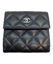 CHANEL（シャネル）の古着「マトラッセココマークダブルホックウォレット」｜ブラック