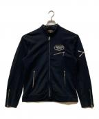 VANSONバンソン）の古着「スウェットライダースジャケット」｜ブラック
