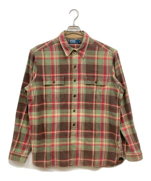 POLO RALPH LAUREN（ポロ・ラルフローレン）POLO RALPH LAUREN (ポロ・ラルフローレン) マチ付チェックシャツ レッド×グリーン サイズ:Lの古着・服飾アイテム