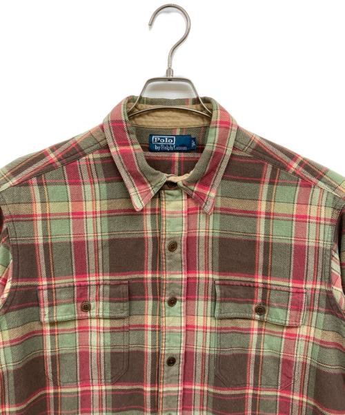 POLO RALPH LAUREN（ポロ・ラルフローレン）POLO RALPH LAUREN (ポロ・ラルフローレン) マチ付チェックシャツ レッド×グリーン サイズ:Lの古着・服飾アイテム