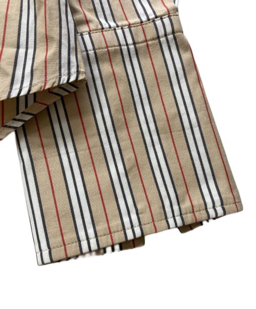 BURBERRY BLUE LABEL（バーバリー ブルー レーベル）BURBERRY BLUE LABEL (バーバリー ブルー レーベル) フリルストライプシャツ ブラウン サイズ:36の古着・服飾アイテム