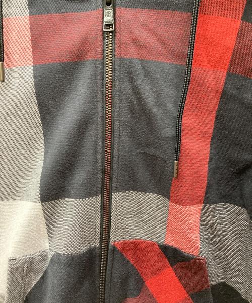 BLACK LABEL CRESTBRIDGE（ブラックレーベル クレストブリッジ）BLACK LABEL CRESTBRIDGE (ブラックレーベル クレストブリッジ) チェックジップパーカー レッド×ブラック サイズ:Mの古着・服飾アイテム