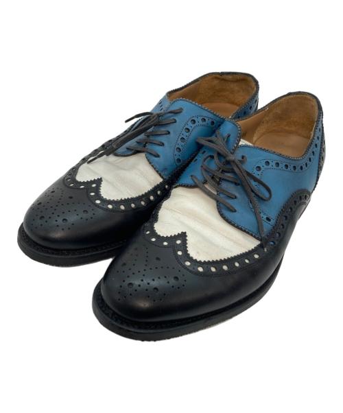 Salvatore Ferragamo（サルヴァトーレ フェラガモ）Salvatore Ferragamo (サルヴァトーレ フェラガモ) ウィングチップシューズ ブルー×ブラック サイズ:7 1/2EE　の古着・服飾アイテム