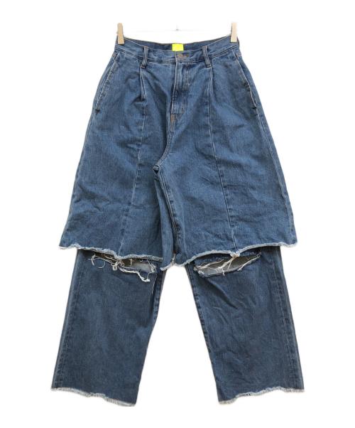 WCJ（ダブルシージェイ）WCJ (ダブルシージェイ) レイヤードデニムパンツ インディゴ サイズ:26の古着・服飾アイテム