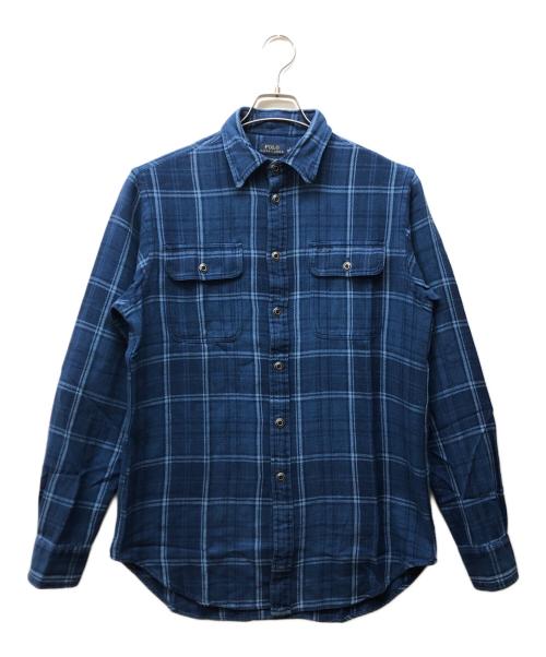 POLO RALPH LAUREN（ポロ・ラルフローレン）POLO RALPH LAUREN (ポロ・ラルフローレン) RELAXED FIT インディゴワークシャツ ネイビー サイズ:Mの古着・服飾アイテム