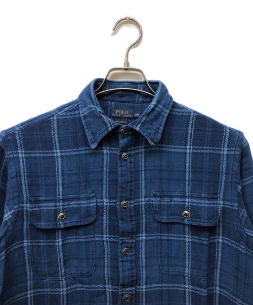 POLO RALPH LAUREN（ポロ・ラルフローレン）POLO RALPH LAUREN (ポロ・ラルフローレン) RELAXED FIT インディゴワークシャツ ネイビー サイズ:Mの古着・服飾アイテム