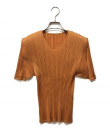 PLEATS PLEASE（プリーツプリーズ）の古着「プリーツカットソー」｜オレンジ