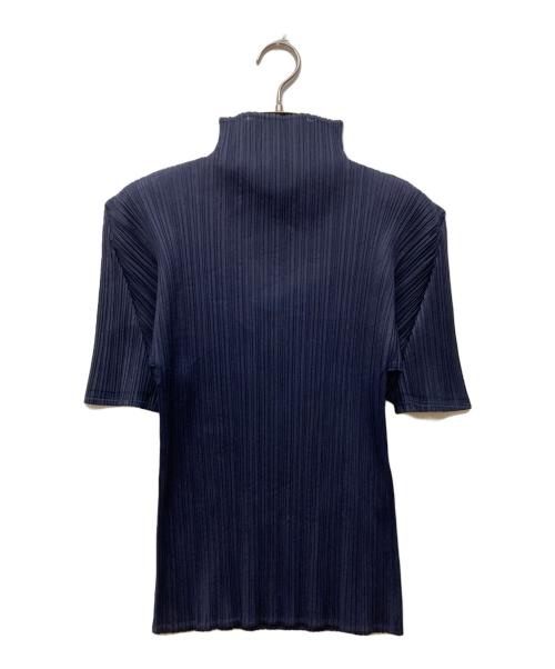 PLEATS PLEASE（プリーツプリーズ）PLEATS PLEASE (プリーツプリーズ) プリーツハイネックカットソー ネイビー サイズ:３の古着・服飾アイテム