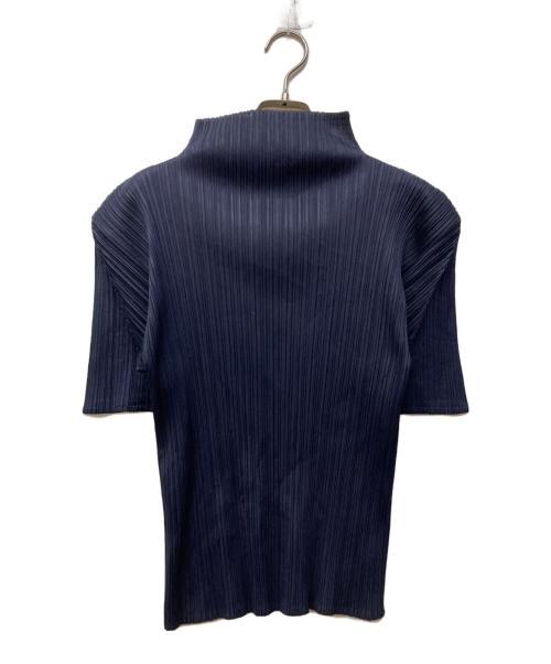 PLEATS PLEASE（プリーツプリーズ）PLEATS PLEASE (プリーツプリーズ) プリーツハイネックカットソー ネイビー サイズ:３の古着・服飾アイテム
