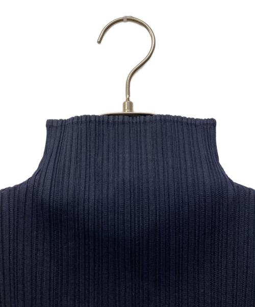 PLEATS PLEASE（プリーツプリーズ）PLEATS PLEASE (プリーツプリーズ) プリーツハイネックカットソー ネイビー サイズ:３の古着・服飾アイテム