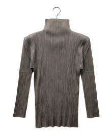PLEATS PLEASE（プリーツプリーズ）の古着「プリーツハイネックカットソー」｜グレー