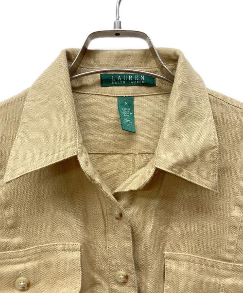 LAUREN RALPH LAUREN（ローレンラルフローレン）LAUREN RALPH LAUREN (ローレンラルフローレン) リネンシャツワンピース ベージュ サイズ:6の古着・服飾アイテム