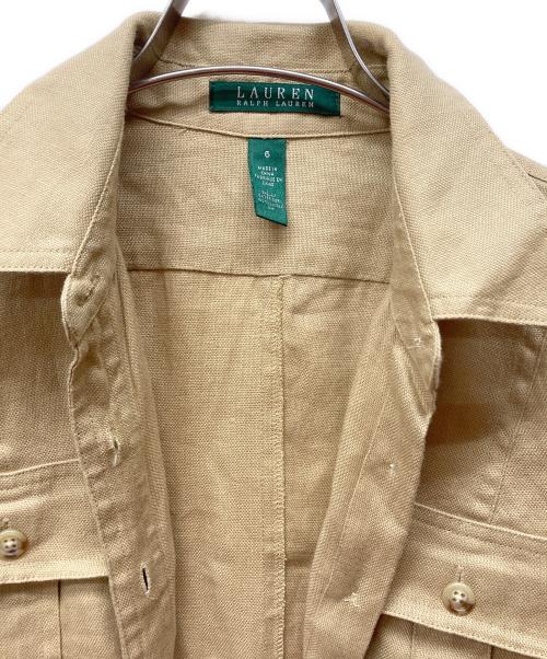 LAUREN RALPH LAUREN（ローレンラルフローレン）LAUREN RALPH LAUREN (ローレンラルフローレン) リネンシャツワンピース ベージュ サイズ:6の古着・服飾アイテム