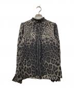 DOLCE & GABBANAドルチェ＆ガッバーナ）の古着「レオパードシルクブラウス」｜グレー