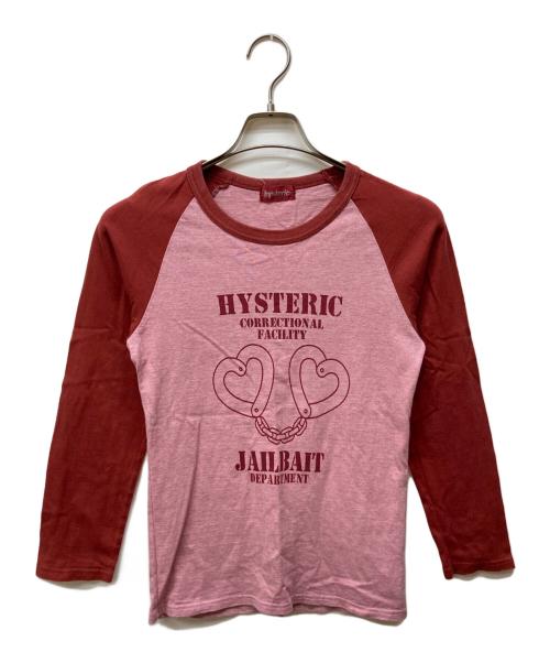 Hysteric Glamour（ヒステリックグラマー）Hysteric Glamour (ヒステリックグラマー) ハート手錠 ラグランカットソー レッド サイズ:freeの古着・服飾アイテム