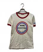 Hysteric Glamourヒステリックグラマー）の古着「FUCK HOUSE WORK リンガーTシャツ」｜アイボリー