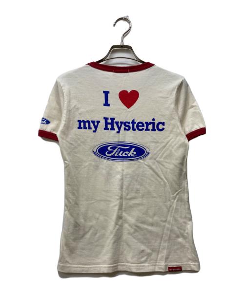 Hysteric Glamour（ヒステリックグラマー）Hysteric Glamour (ヒステリックグラマー) FUCK HOUSE WORK リンガーTシャツ アイボリー サイズ:FREEの古着・服飾アイテム
