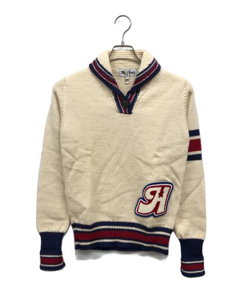 Hysteric Glamour（ヒステリックグラマー）Hysteric Glamour (ヒステリックグラマー) バックロゴショールカラーニット アイボリー サイズ:FREEの古着・服飾アイテム