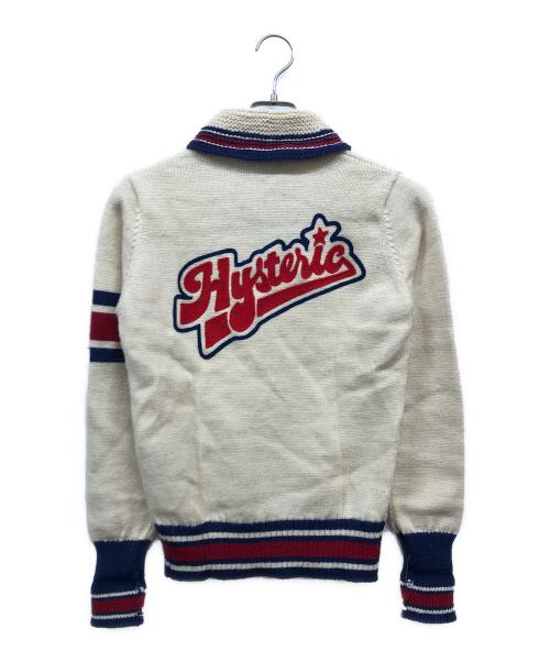 Hysteric Glamour（ヒステリックグラマー）Hysteric Glamour (ヒステリックグラマー) バックロゴショールカラーニット アイボリー サイズ:FREEの古着・服飾アイテム