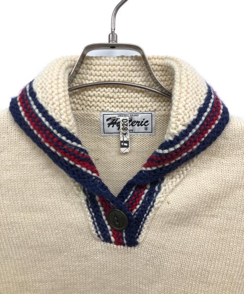 Hysteric Glamour（ヒステリックグラマー）Hysteric Glamour (ヒステリックグラマー) バックロゴショールカラーニット アイボリー サイズ:FREEの古着・服飾アイテム