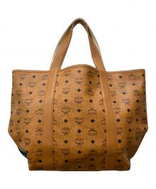 MCM×PHENOMENON（エムシーエム×フェノメノン）の古着「レザー×キャンバス コラボトートバッグ」｜ブラウン×ホワイト
