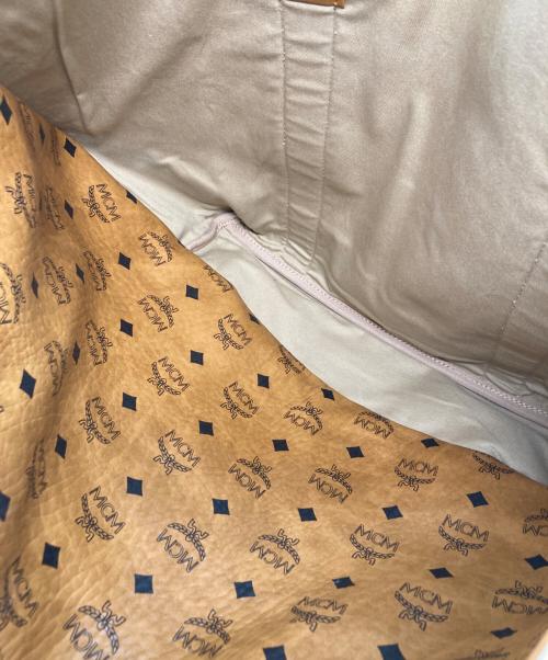 MCM（エムシーエム）MCM (エムシーエム) PHENOMENON (フェノメノン) レザー×キャンバス コラボトートバッグ ブラウン×ホワイトの古着・服飾アイテム