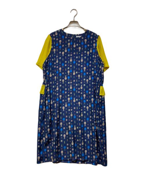 mannine（マンナイン）mannine (マンナイン) 総柄ワンピース ネイビー サイズ:Freeの古着・服飾アイテム