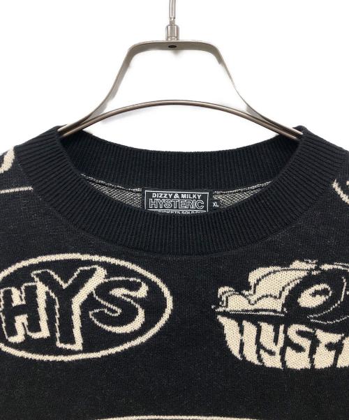 hysterics（ヒステリックス）hysterics (ヒステリックス) CLASSIC HYS柄 セーター ブラック サイズ:XLの古着・服飾アイテム