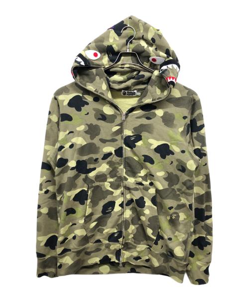 A BATHING APE（アベイシングエイプ）A BATHING APE (アベイシングエイプ) 1st CAMO SHARK FULL ZIP HOODIE カーキ サイズ:XLの古着・服飾アイテム