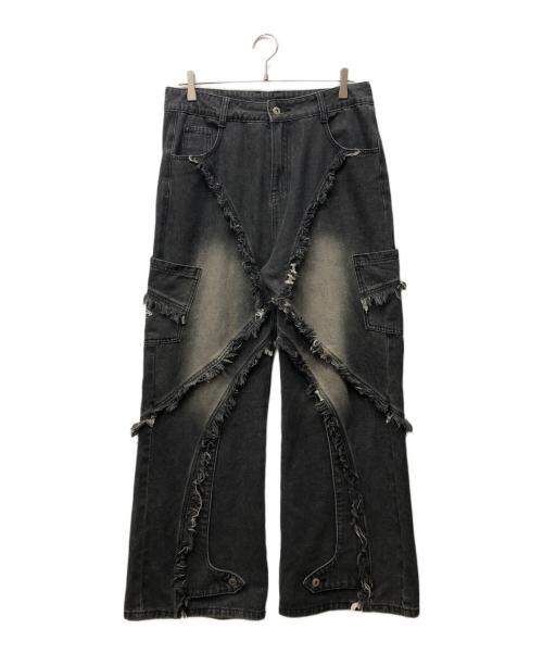 BARCON（バルコン）BARCON (バルコン) フリンジフレアデニムパンツ グレー サイズ:46の古着・服飾アイテム
