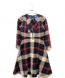 BLUE LABEL CRESTBRIDGE（ブルーレーベルクレストブリッジ）の古着「チェックワンピース」｜ネイビー