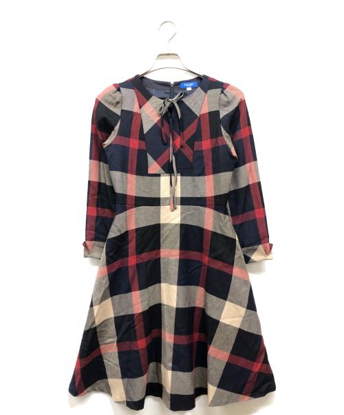 BLUE LABEL CRESTBRIDGE（ブルーレーベルクレストブリッジ）BLUE LABEL CRESTBRIDGE (ブルーレーベルクレストブリッジ) チェックワンピース ネイビー サイズ:36の古着・服飾アイテム
