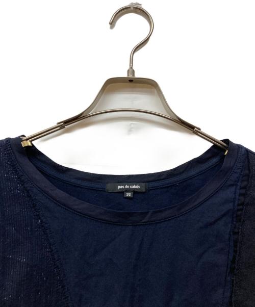 pas de calais（パドカレ）pas de calais (パドカレ) パッチワークTシャツ ネイビー サイズ:36の古着・服飾アイテム