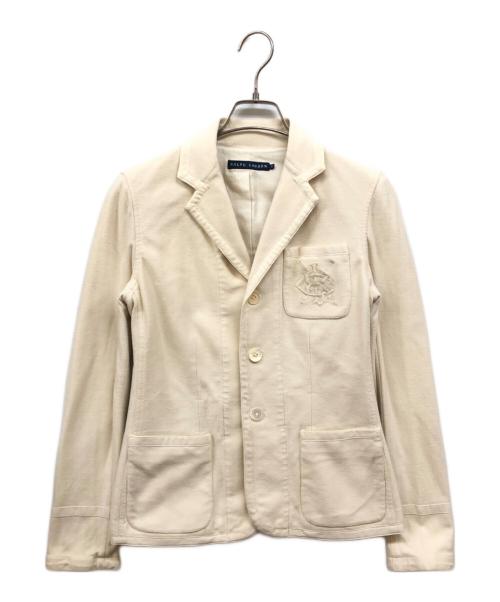 RALPH LAUREN（ラルフローレン）RALPH LAUREN (ラルフローレン) ヘリンボーン刺繍コットンテーラードジャケット ホワイト サイズ:9の古着・服飾アイテム