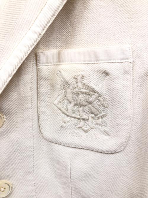 RALPH LAUREN（ラルフローレン）RALPH LAUREN (ラルフローレン) ヘリンボーン刺繍コットンテーラードジャケット ホワイト サイズ:9の古着・服飾アイテム