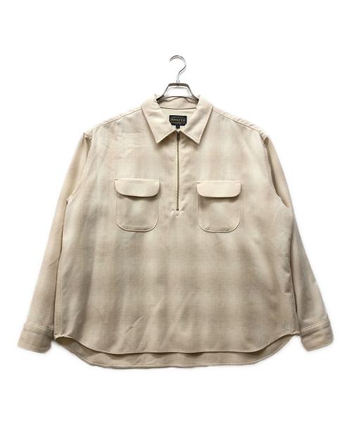 PENDLETON（ペンドルトン）PENDLETON (ペンドルトン) TATTOO STUDIO YAMADA (タトゥースタジオヤマダ) ハーフジップオンブレシャツ アイボリー サイズ:XLの古着・服飾アイテム
