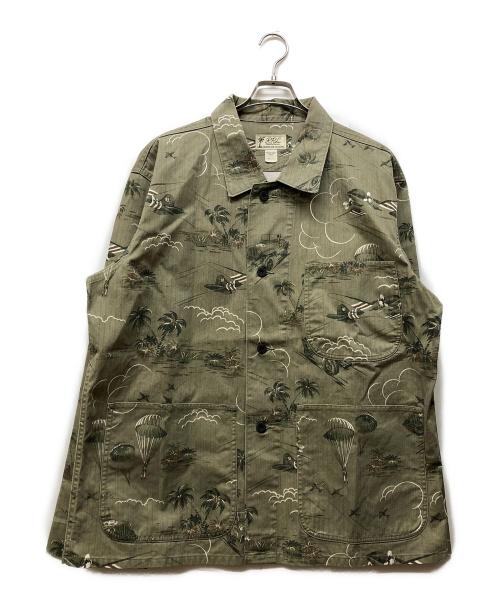 RRL（ダブルアールエル）RRL (ダブルアールエル) トロピカル柄ヘリンボーンカバーオール グリーン サイズ:XLの古着・服飾アイテム