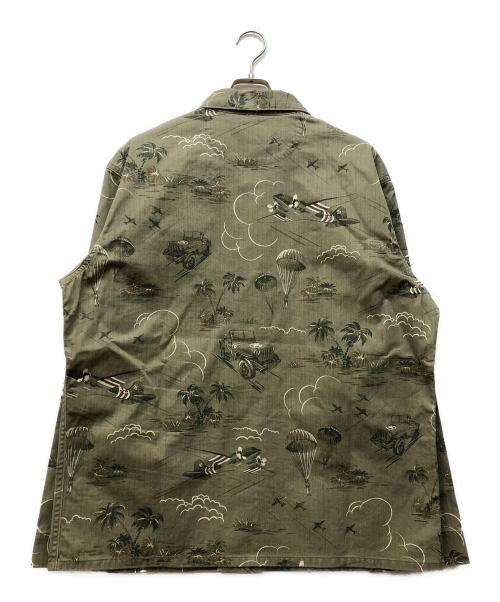 RRL（ダブルアールエル）RRL (ダブルアールエル) トロピカル柄ヘリンボーンカバーオール グリーン サイズ:XLの古着・服飾アイテム