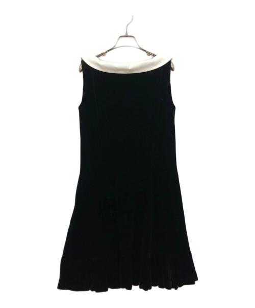 FOXEY NEWYORK（フォクシーニューヨーク）FOXEY NEWYORK (フォクシーニューヨーク) ベロア ノースリーブワンピース ブラック サイズ:40の古着・服飾アイテム