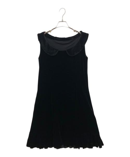 FOXEY NEWYORK（フォクシーニューヨーク）FOXEY NEWYORK (フォクシーニューヨーク) ベロア ノースリーブワンピース ブラック サイズ:40の古着・服飾アイテム