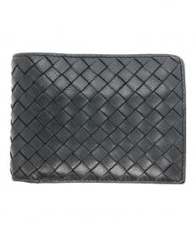 BOTTEGA VENETA（ボッテガベネタ）の古着「イントレチャート二つ折り財布」｜ブラック