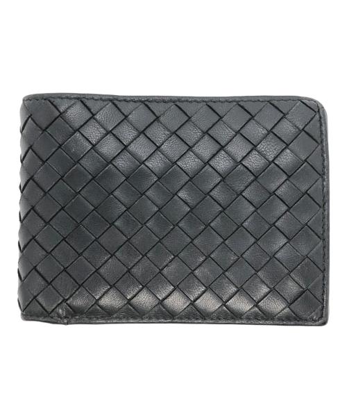 BOTTEGA VENETA（ボッテガベネタ）BOTTEGA VENETA (ボッテガベネタ) イントレチャート二つ折り財布 ブラックの古着・服飾アイテム