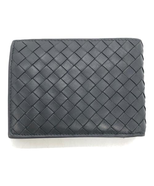 BOTTEGA VENETA（ボッテガベネタ）BOTTEGA VENETA (ボッテガベネタ) イントレチャート二つ折り財布 ブラックの古着・服飾アイテム