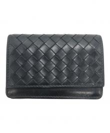 BOTTEGA VENETA（ボッテガベネタ）の古着「イントレチャート二つ折りカードケース」｜ブラック
